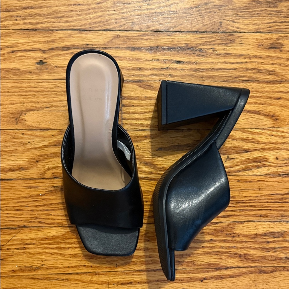 Black Heeled Mules